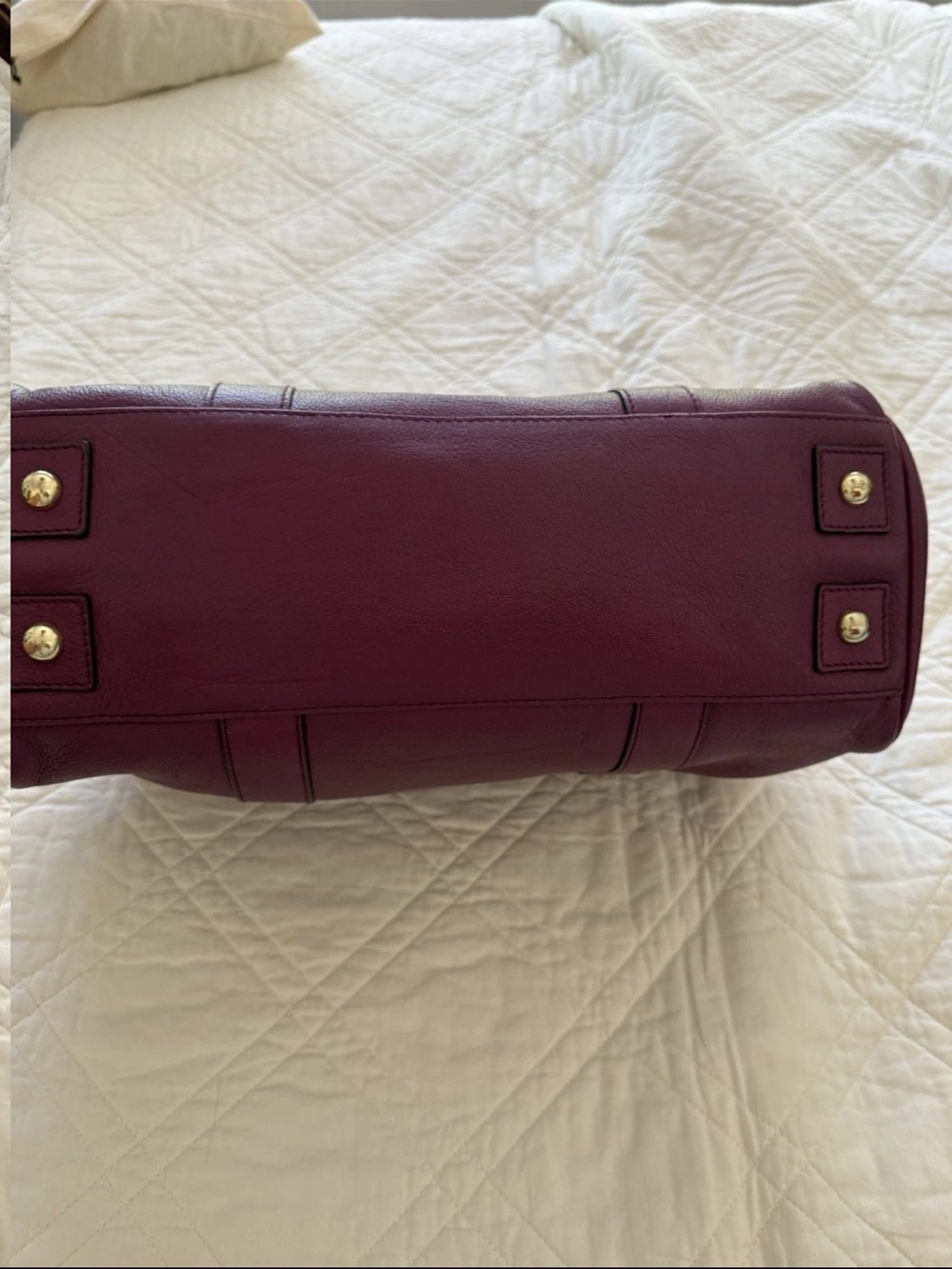 Mulberry Plum Leather Satchel with Gold Hardware - Picture 6 of 11